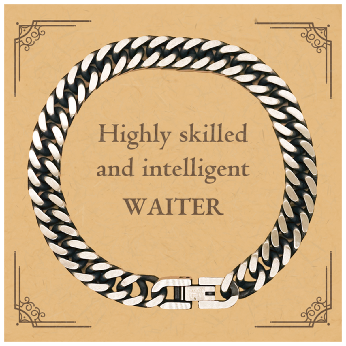 best waiter gifts highly skilled and intelligent appreciation birthday cuban link chain bracelet for waiter men women friends coworkers