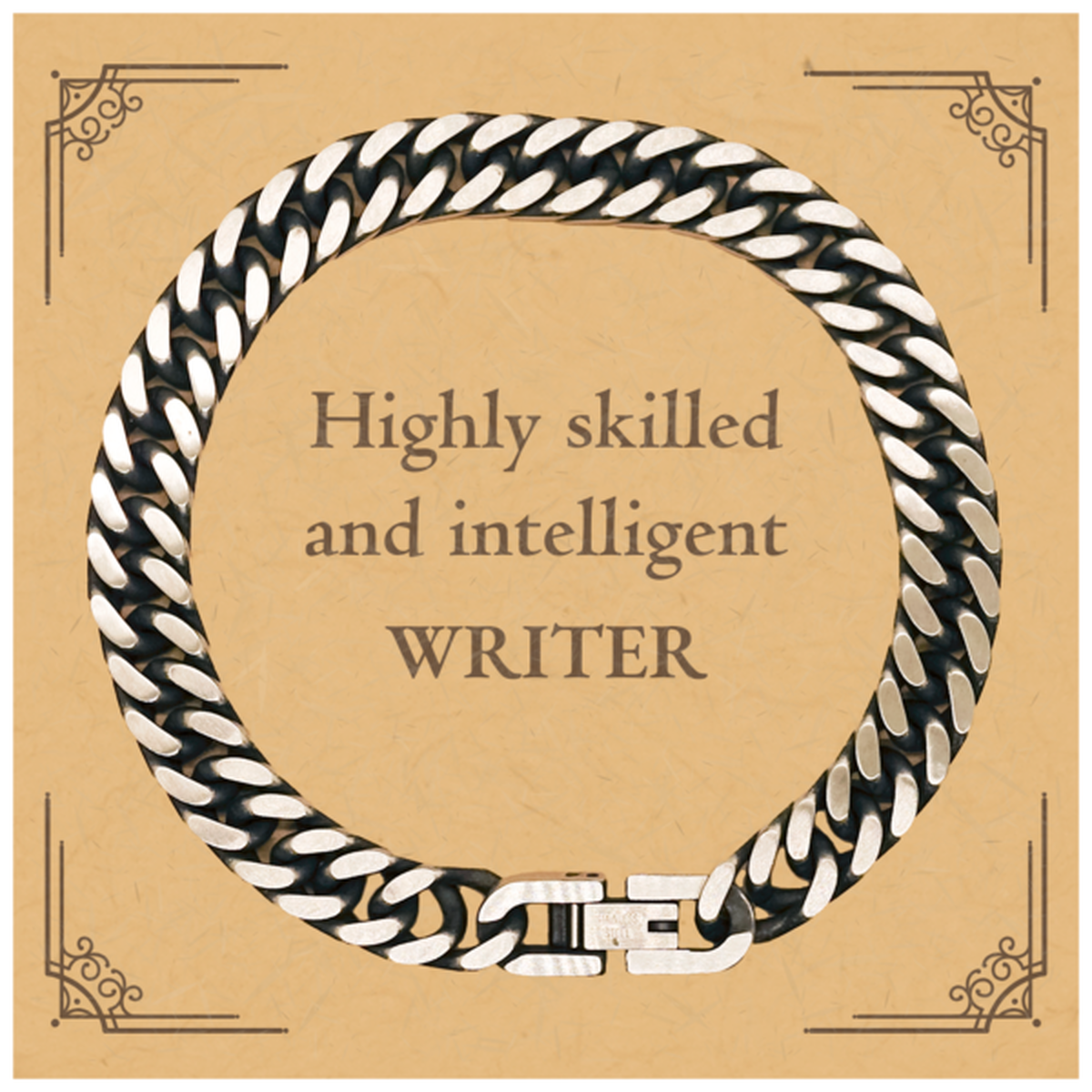 best writer gifts highly skilled and intelligent appreciation birthday cuban link chain bracelet for writer men women friends coworkers