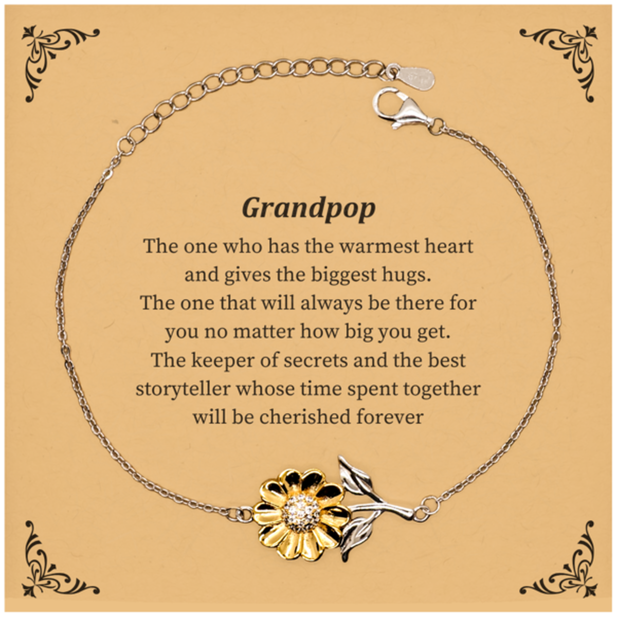 grandpop sunflower bracelet the warmest heart cherished forever perfect gift for christmas graduation birthday or any special occasion