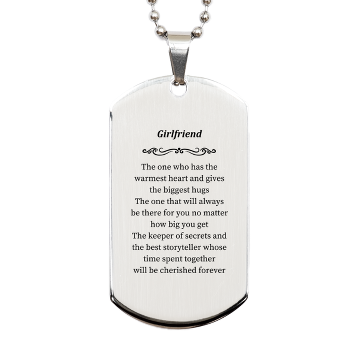 girlfriend engraved silver dog tag for birthday christmas and graduation the keeper of secrets and best storyteller in your life