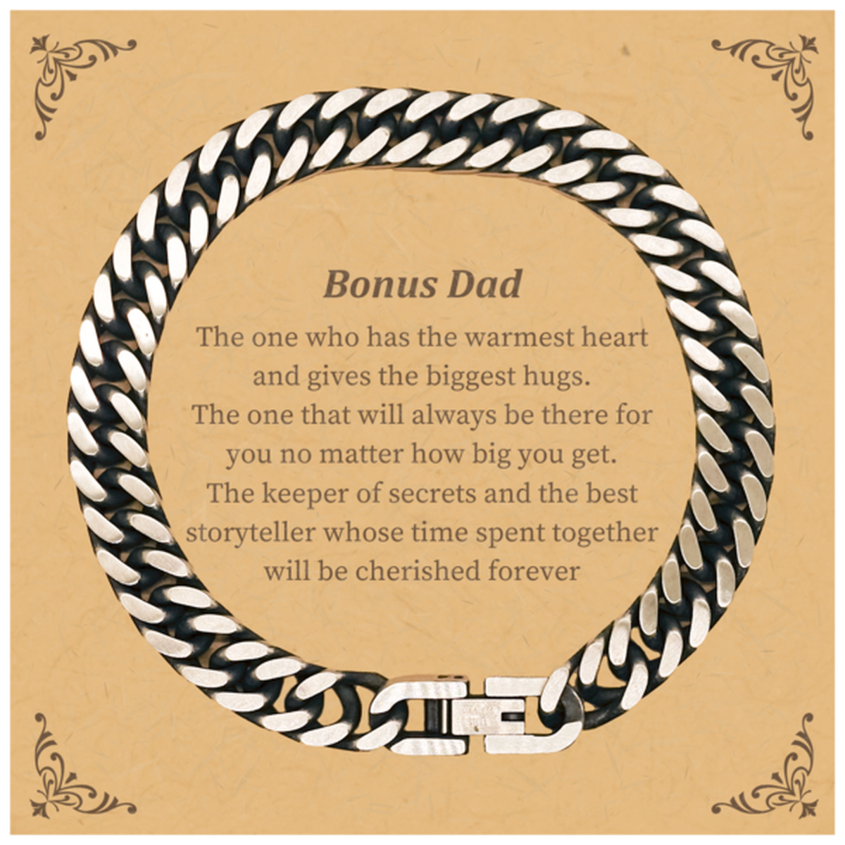 bonus dad cuban link chain bracelet the keeper of timeless memories perfect birthday gift for him unforgettable fathers day keepsake for stepfather inspirational jewelry for bonus dad
