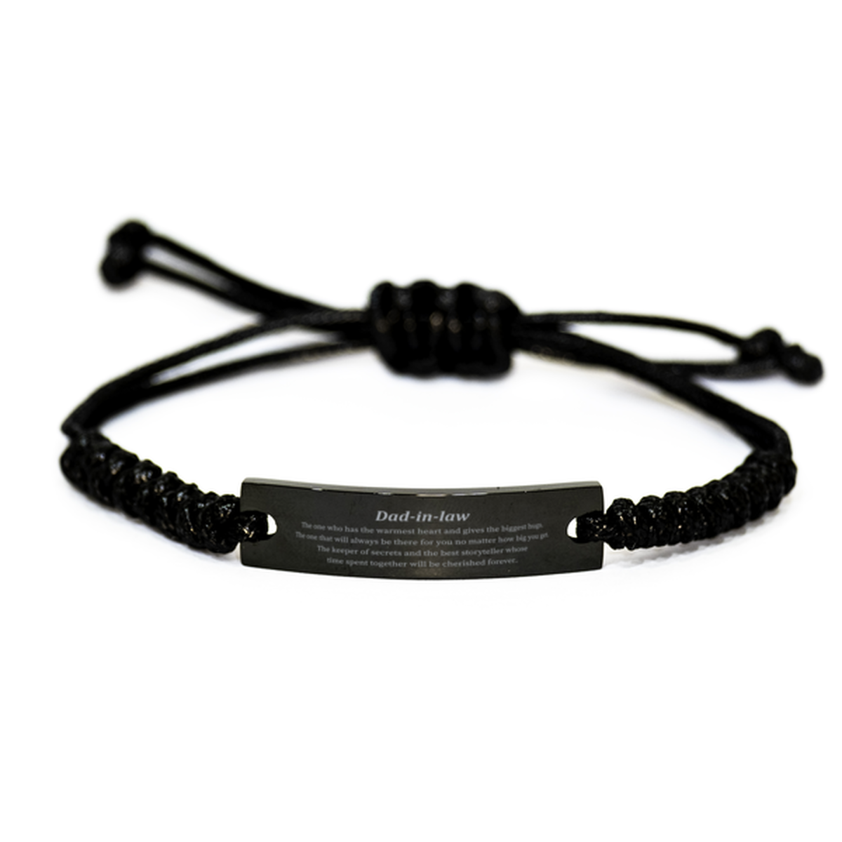 black rope bracelet for dad in law the keeper of secrets and best storyteller perfect gift for birthday christmas and holidays unique engraved jewelry to cherish forever