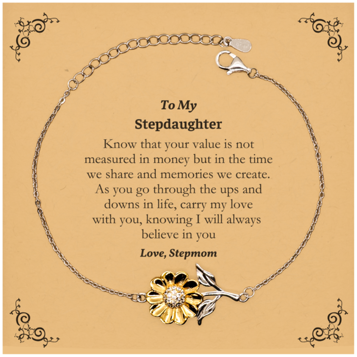 stepdaughter sunflower bracelet always carry my love inspirational gift for birthday christmas graduation from stepmom