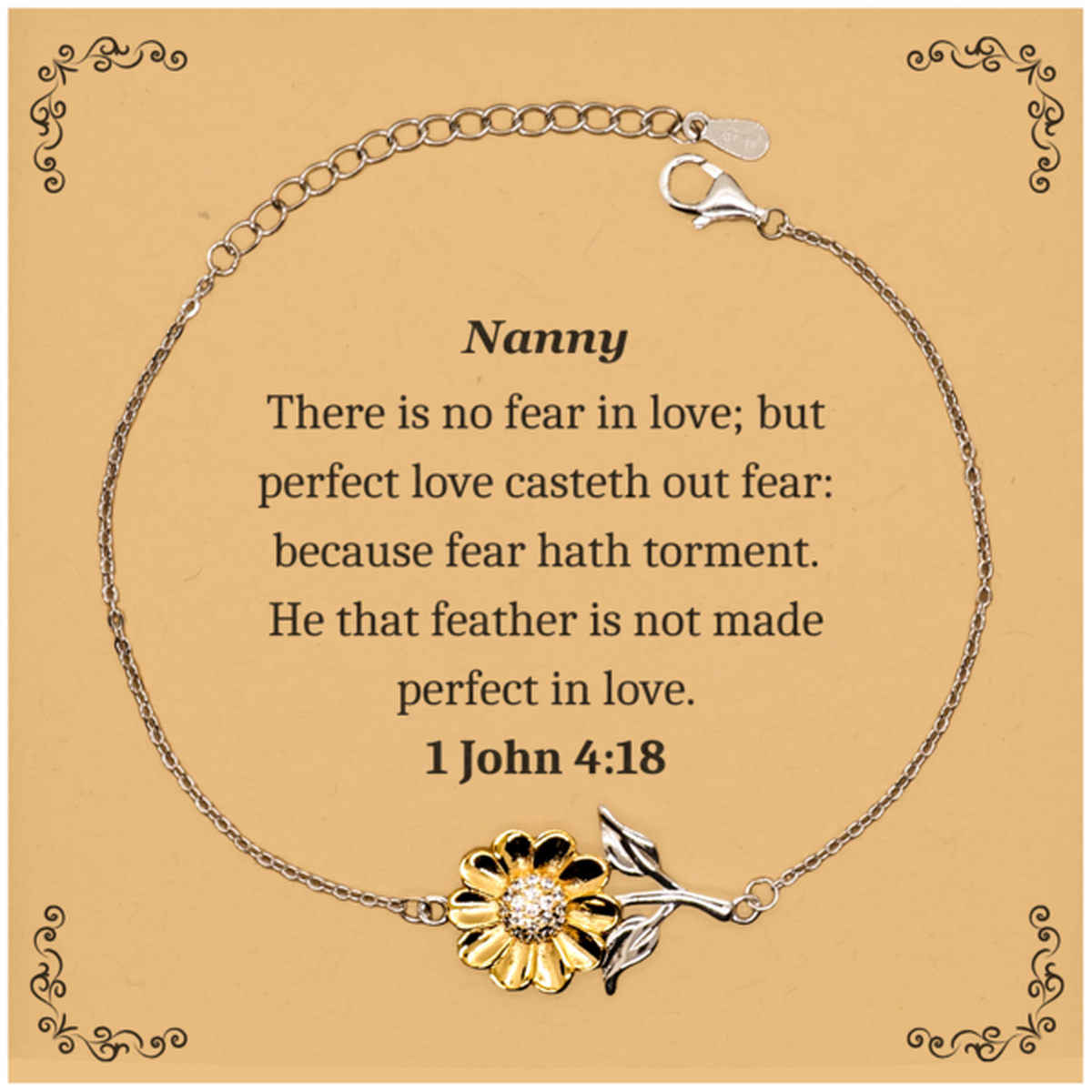 sunflower bracelet nanny inspirational gift perfect love casteth out fear