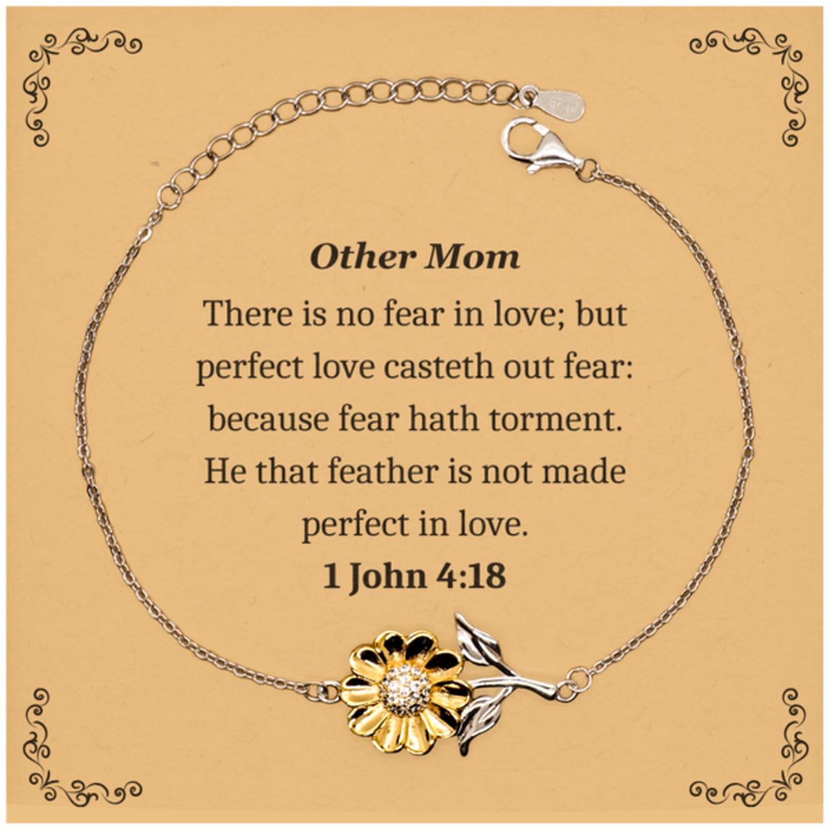 other mom sunflower bracelet inspirational love gift for her birthday graduation holiday jewelry with bible verse 1 john 4 18