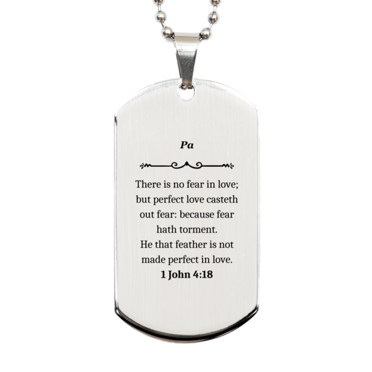 silver dog tag perfect love casts out fear inspirational gift for dog lovers