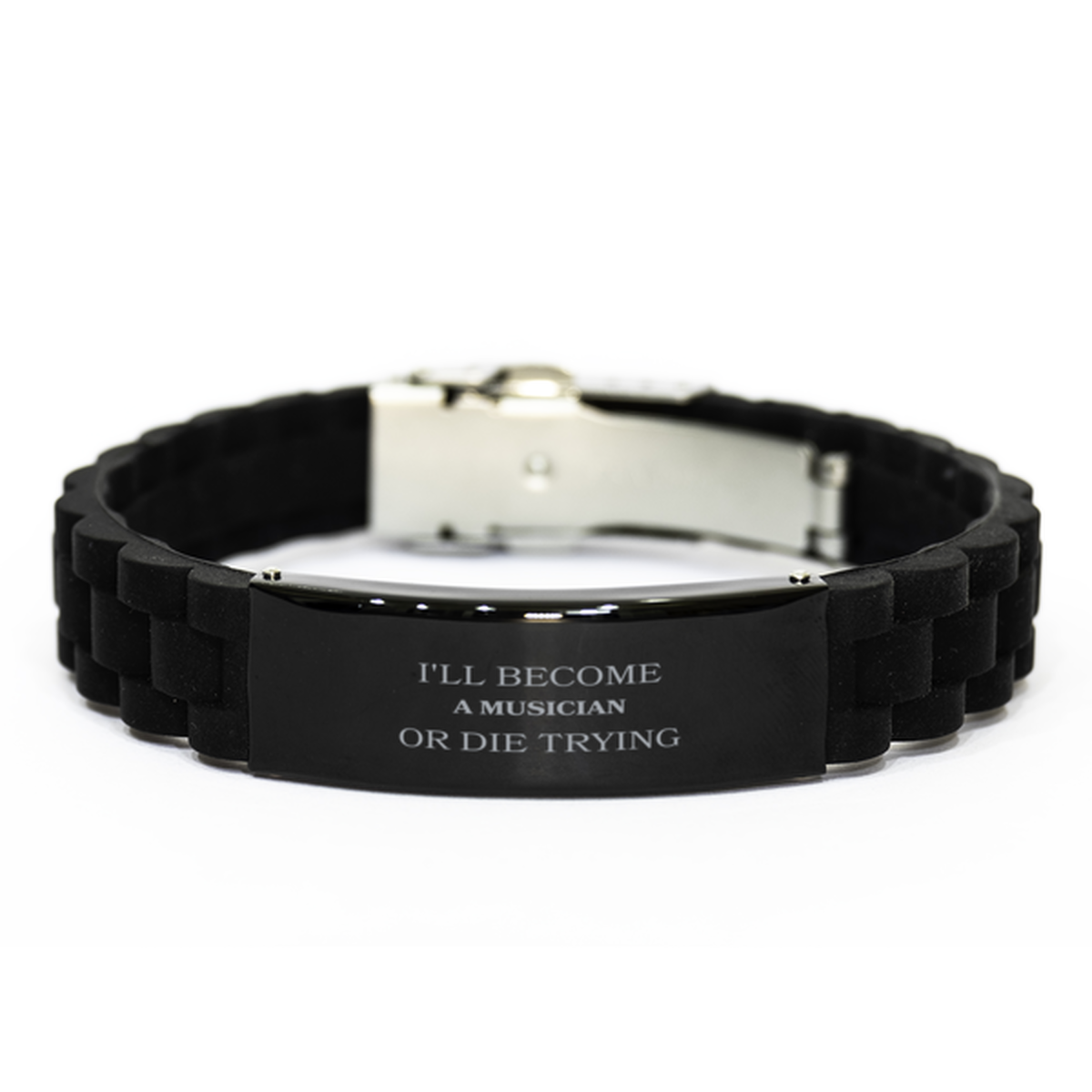unique black glidelock clasp bracelet for musicians musician or die trying inspirational confidence gift for christmas birthday and graduation