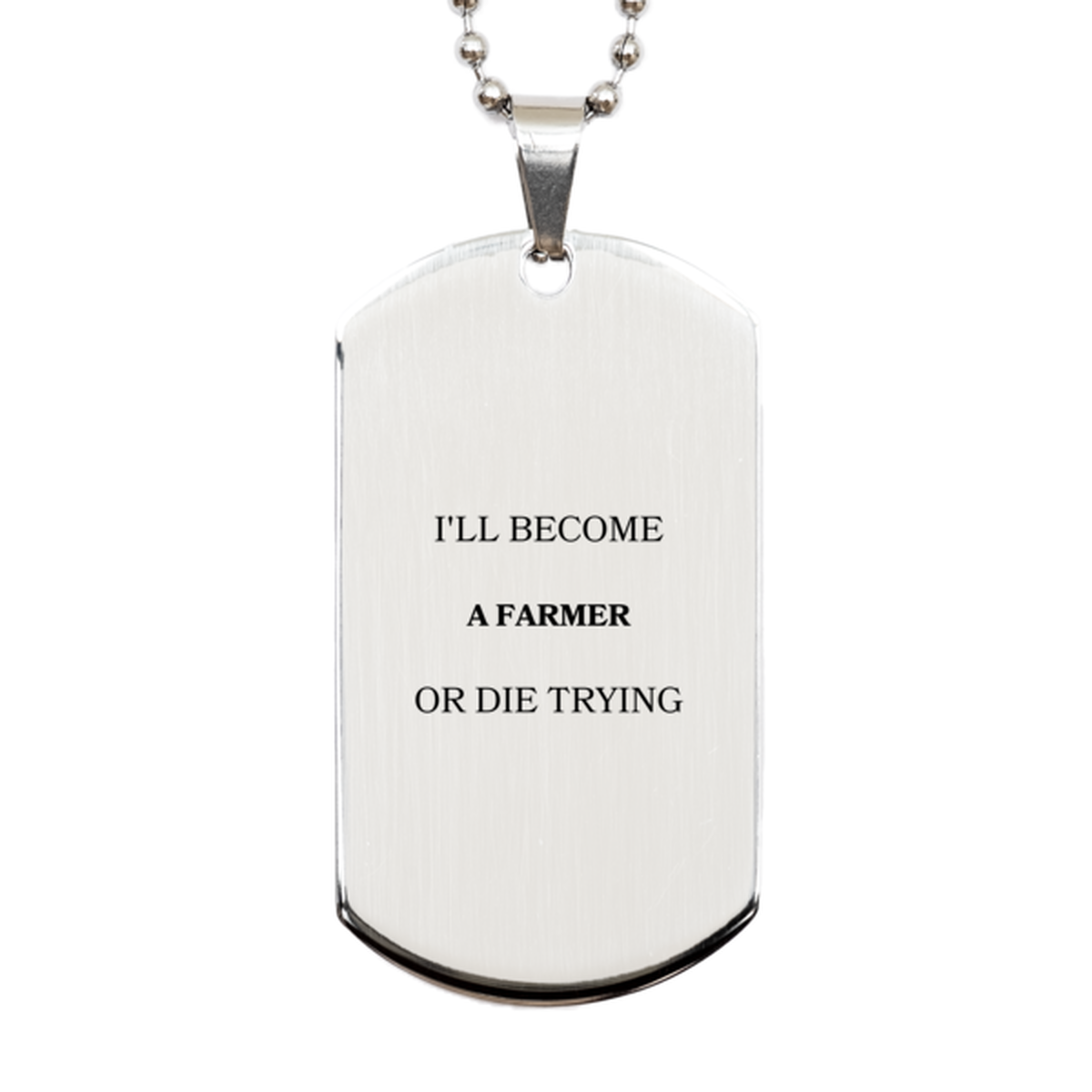 unique engraved silver dog tag for farmers inspirational farmer quote gift for birthday christmas graduation never give up on becoming a farmer
