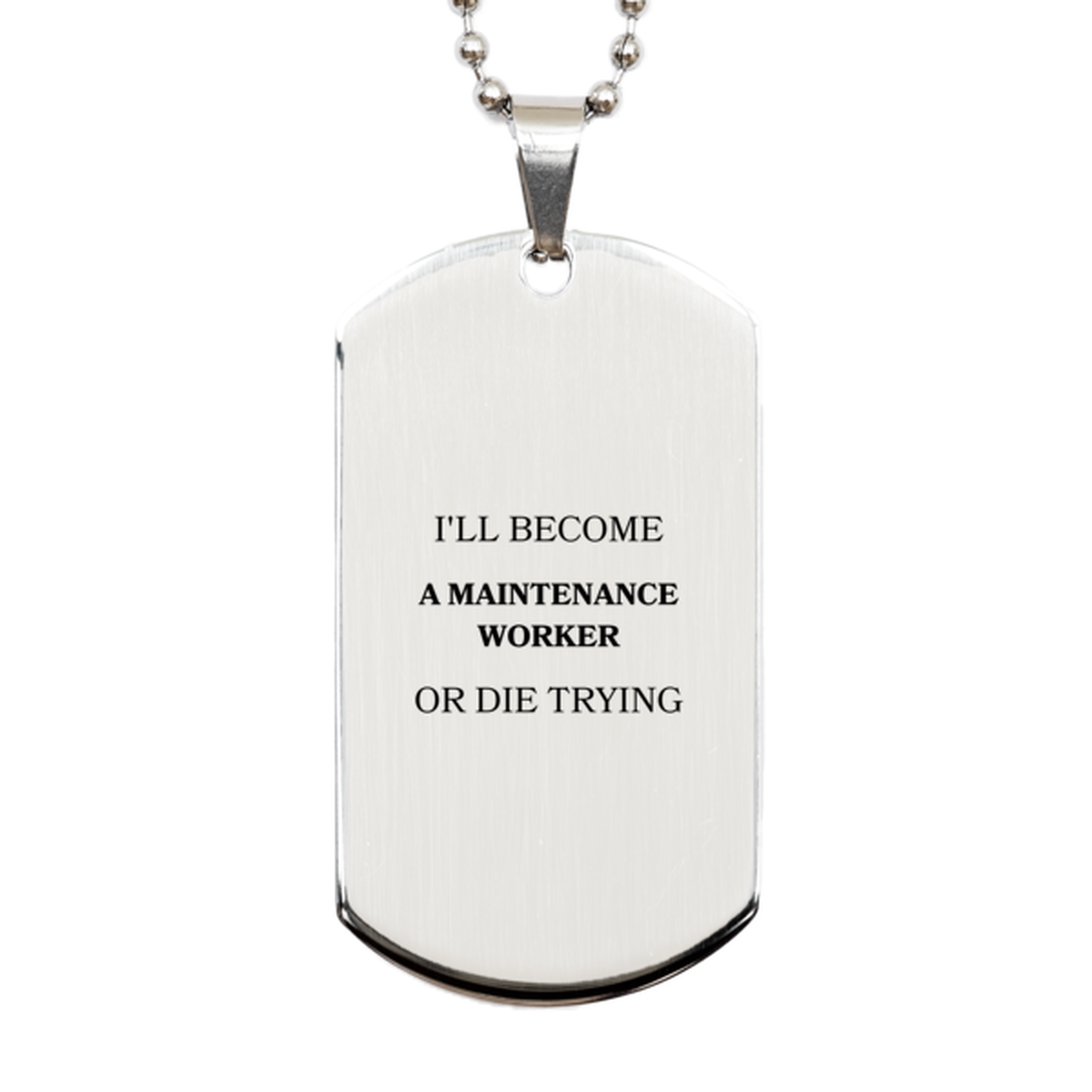 unique engraved silver dog tag for maintenance workers with inspirational quote