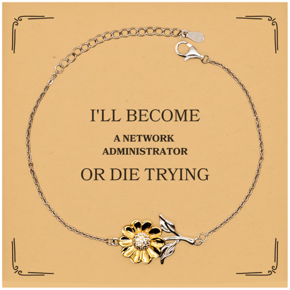 network administrator engraved sunflower bracelet never give up hope and confidence gift for graduation and birthday