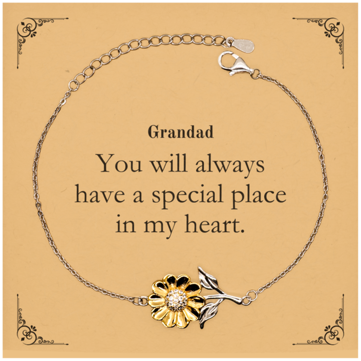 grandad sunflower bracelet engraved gift for grandad inspirational jewelry for birthday christmas and graduation always in my heart