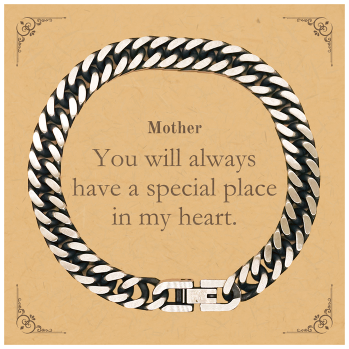 mothers unique cuban link chain bracelet engraved with love for birthday and christmas gifts you will always hold a special place in my heart