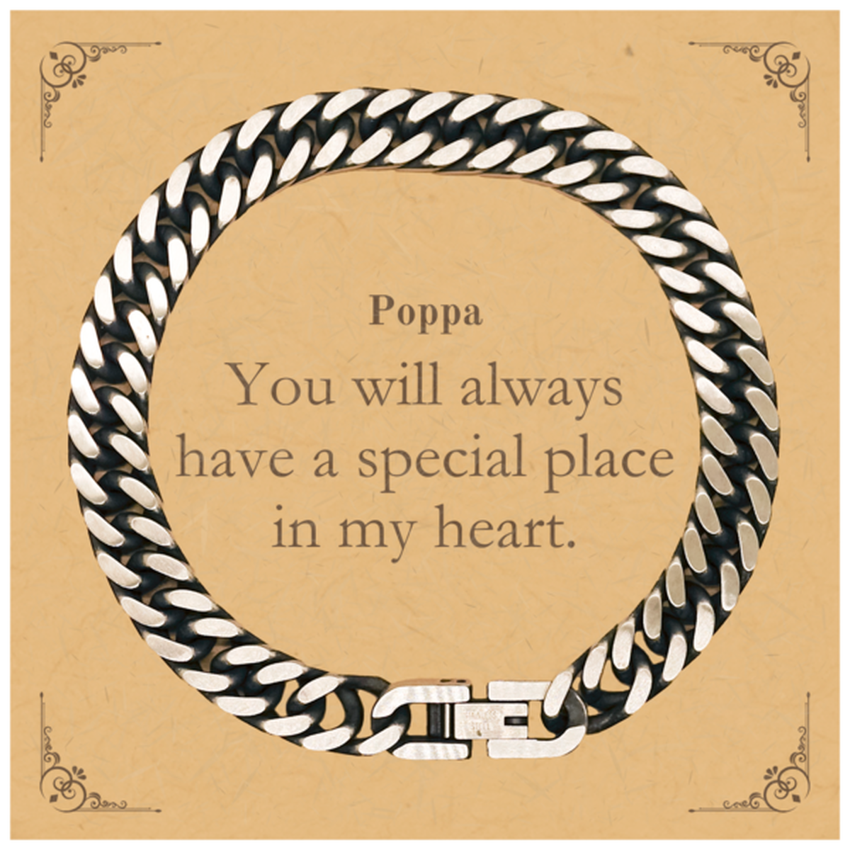 poppa cuban link chain bracelet forever in my heart engraved gift for dad on birthday christmas fathers day meaningful jewelry for poppa