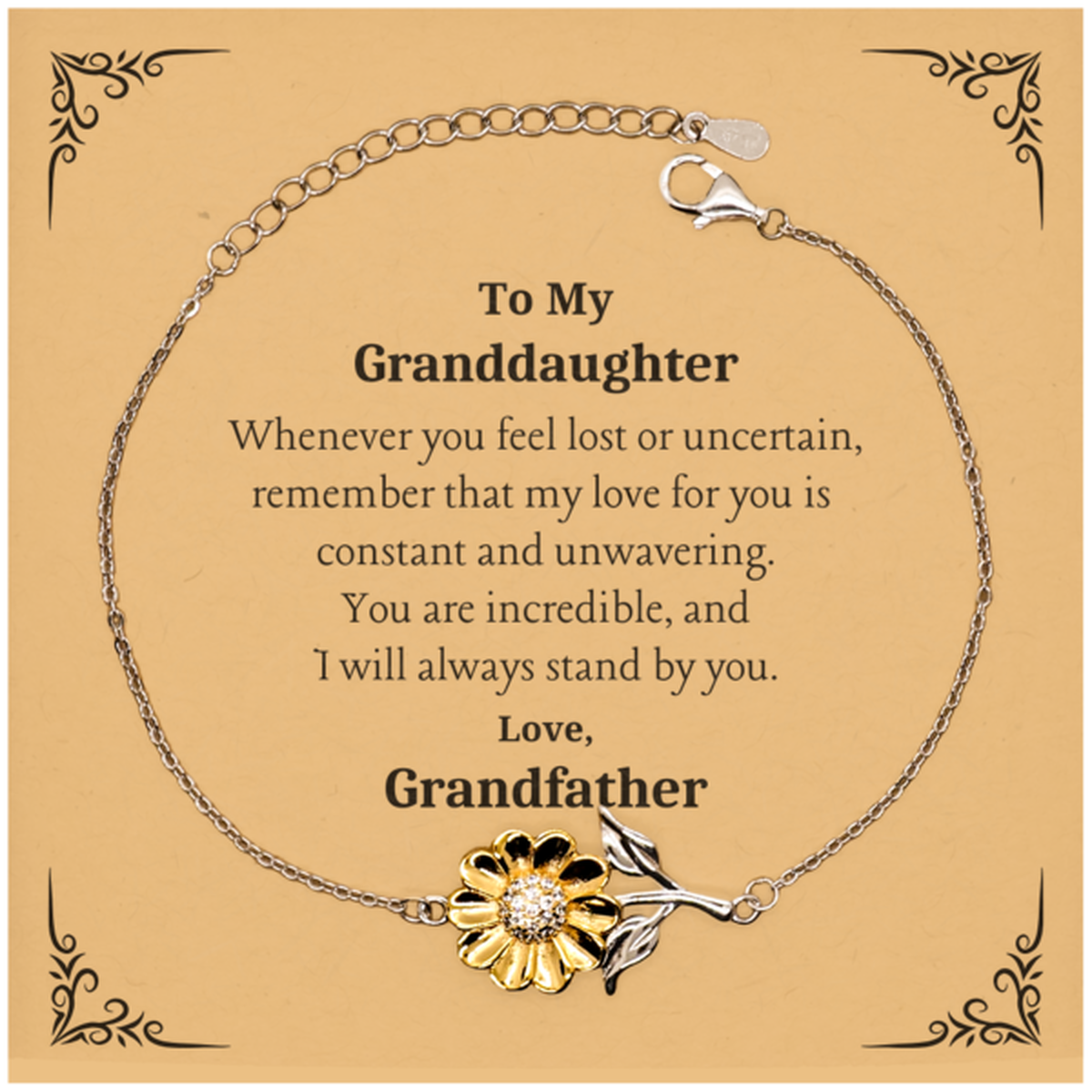 sunflower bracelet for granddaughter engraved love and support from grandfather inspirational gift for birthday graduation holidays
