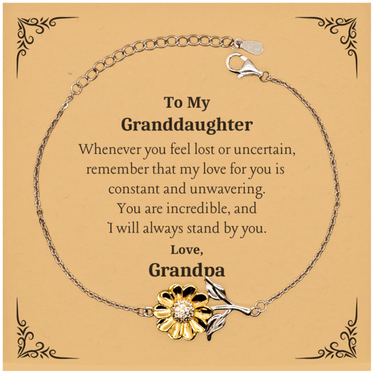 sunflower bracelet granddaughter gift constant love engraved inspirational jewelry for grandpa sentimental birthday christmas graduation
