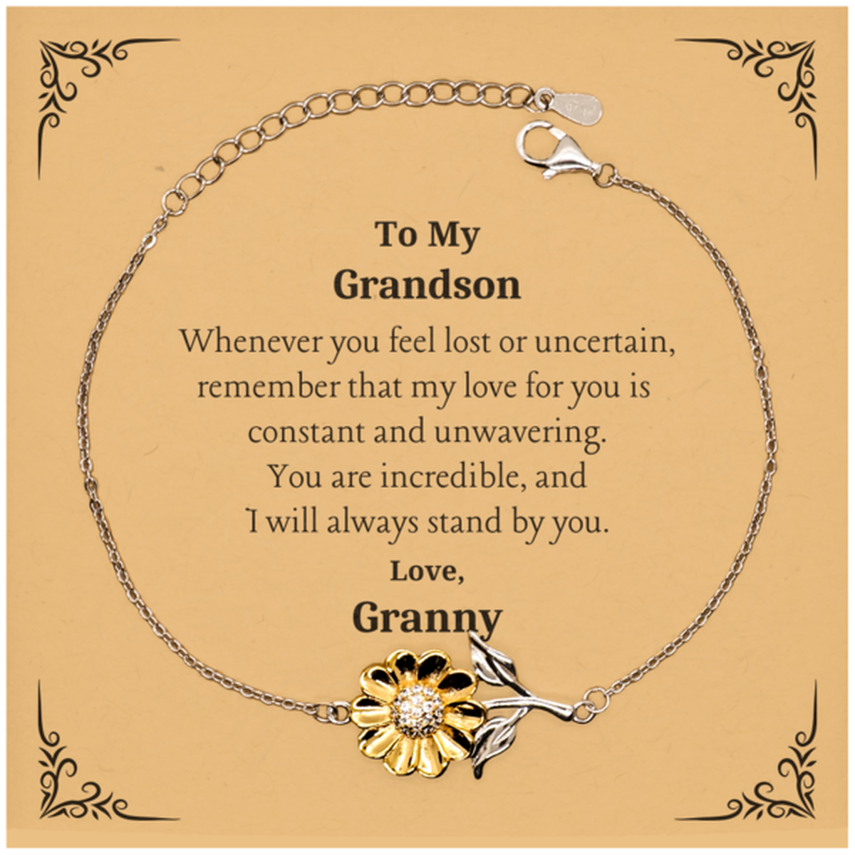 grandson sunflower bracelet engraved love hope christmas gift for him