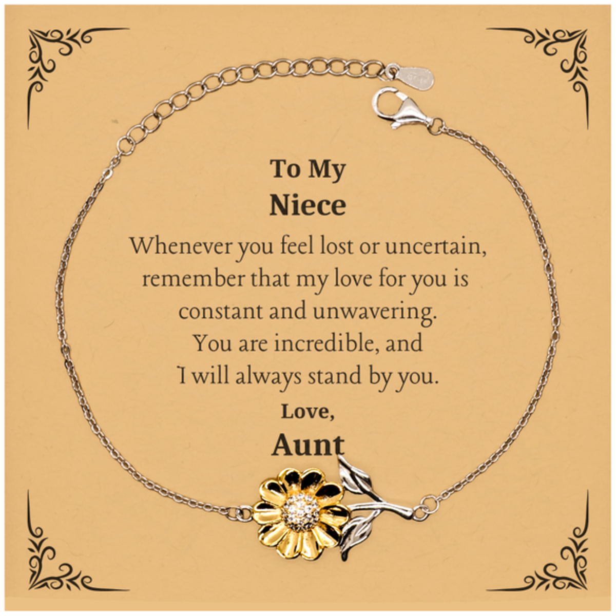 sunflower bracelet graduation gift for niece always stand by you aunts love and hope inspirational jewelry for birthday and christmas