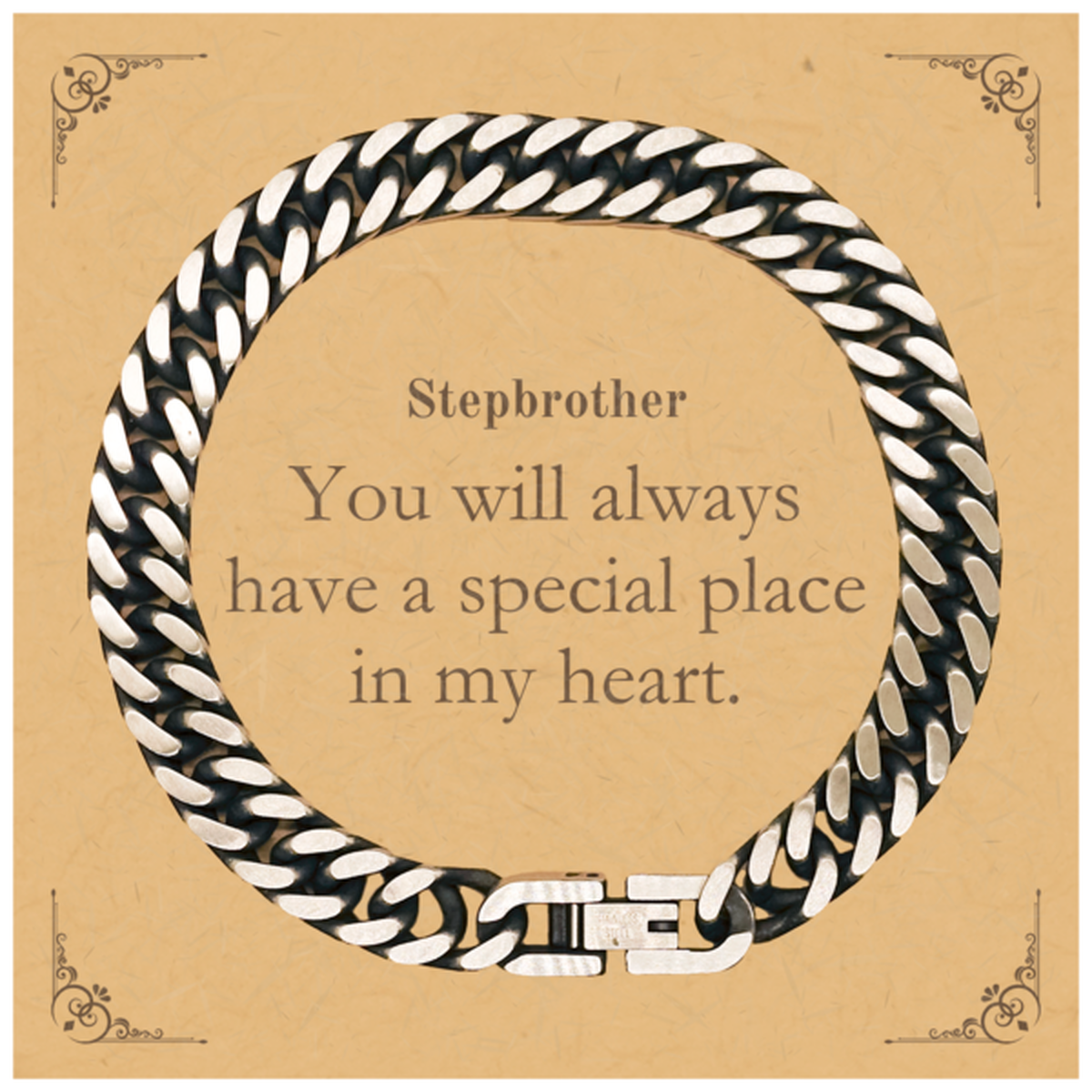 stepbrother cuban link chain bracelet you will always have a special place in my heart unique gift for birthday christmas graduation veterans day holidays confidence and hope filled engraved jewelry for stepbrother