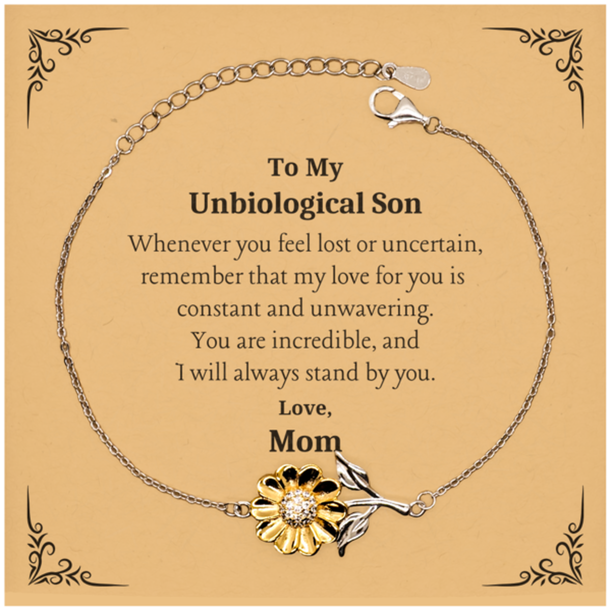 sunflower bracelet unbiological son gift for him from mom inspirational love token graduation celebration of life and love