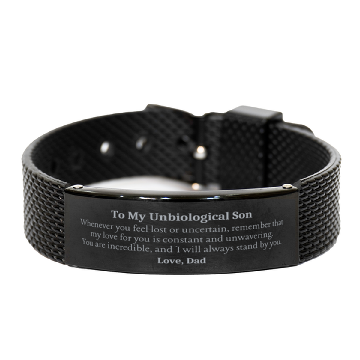 black shark mesh bracelet for unbiological son always stand by you dads love birthday gift inspirational confidence and hope