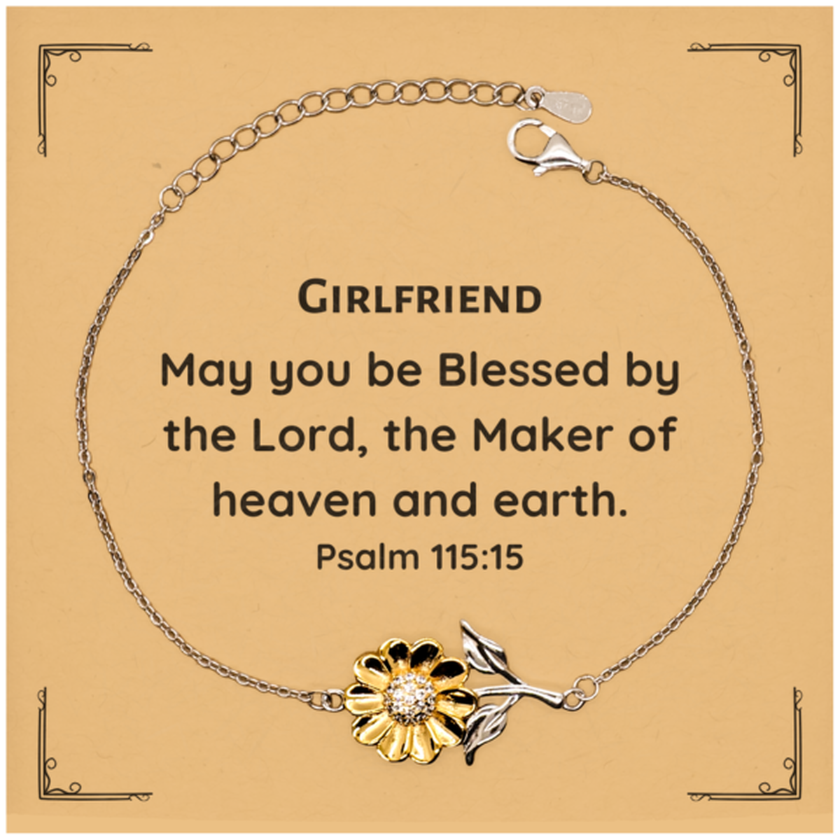 girlfriend sunflower bracelet engraved with psalm 115 15 for christmas gifts of hope and inspiration