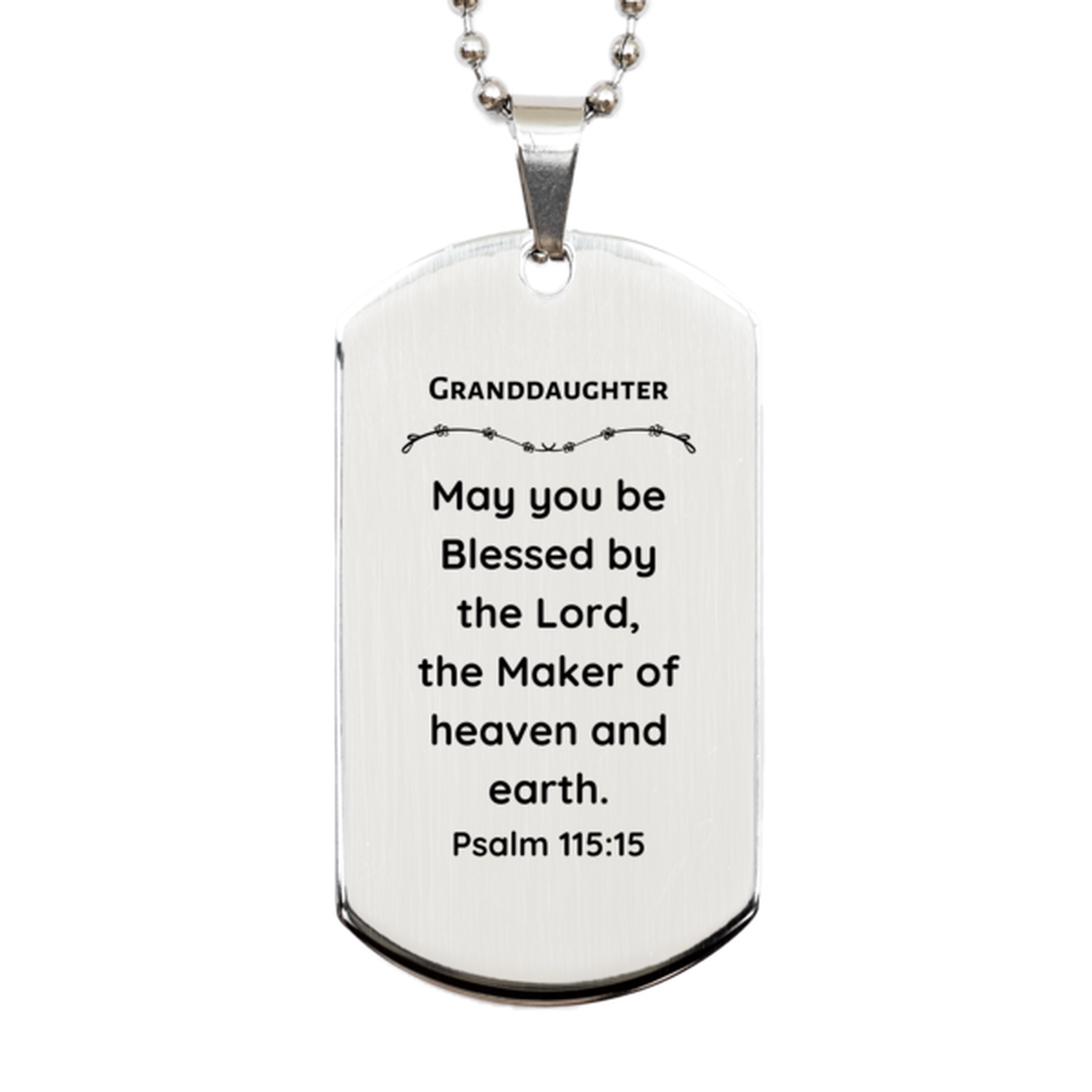 granddaughter dog tag engraved with psalm 115 15 blessings hope and love perfect for birthday christmas graduation or veterans day gift