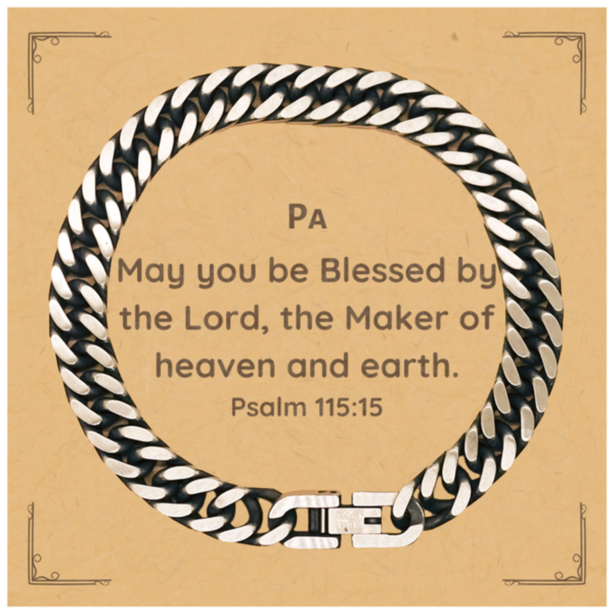 faithful cuban link chain bracelet for men women birthday gift engraved psalm 115 15 inspirational jewelry for confidence and hope perfect christmas graduation veterans day present