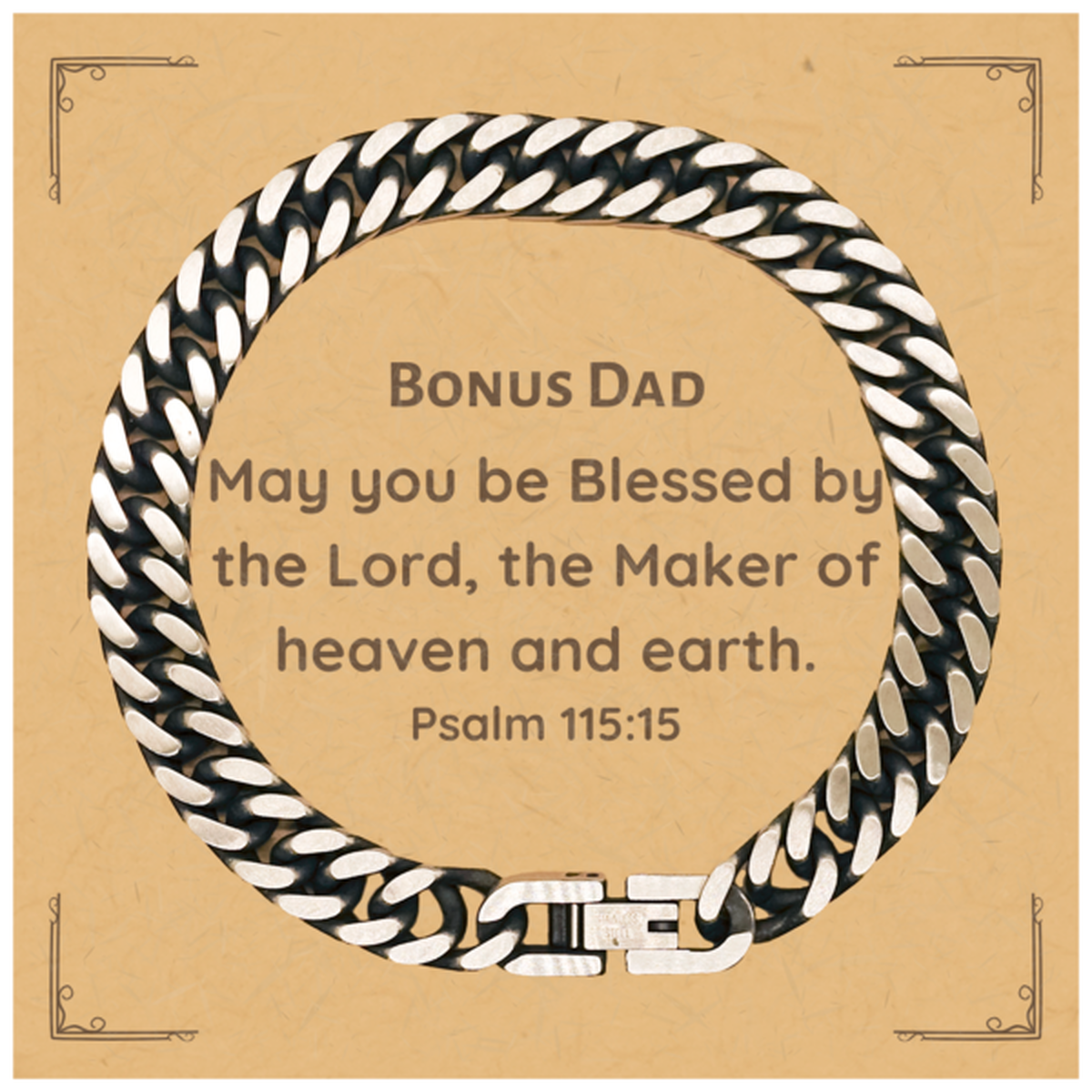 birthday gift cuban link chain bracelet for bonus dad psalm 115 15 blessing fathers day jewelry