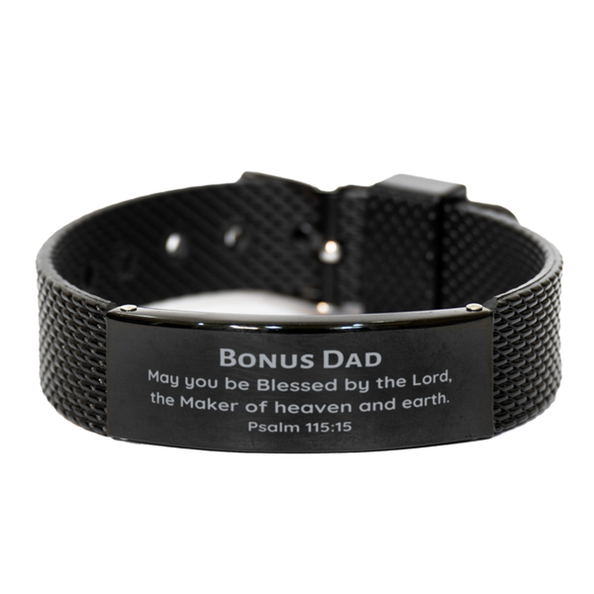 unique black shark mesh bracelet for bonus dad inspirational psalm 115 15 engraved gift for christmas birthday graduation confidence booster