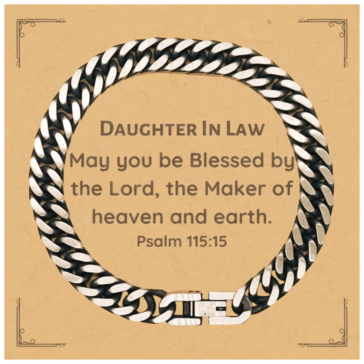 daughter in law cuban link chain bracelet engraved with psalm 115 15 perfect christmas gift for daughter in law unique jewelry for daughter in law daughter in law may you be blessed by the lord