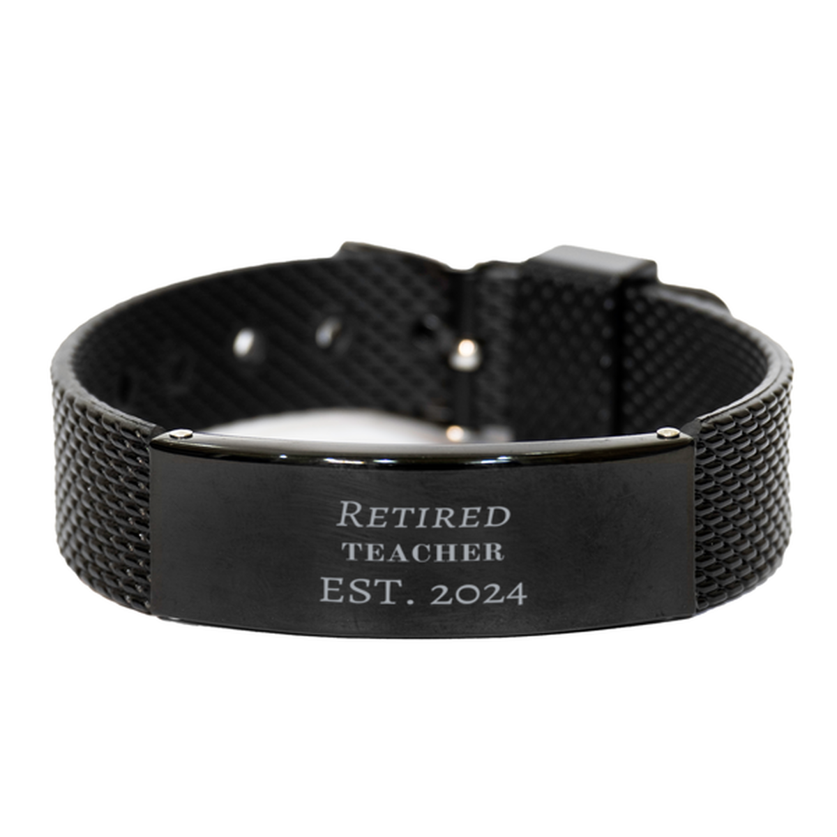 retired teacher est 2024 black shark mesh bracelet inspirational graduation gift for educators teacher appreciation retirement and christmas