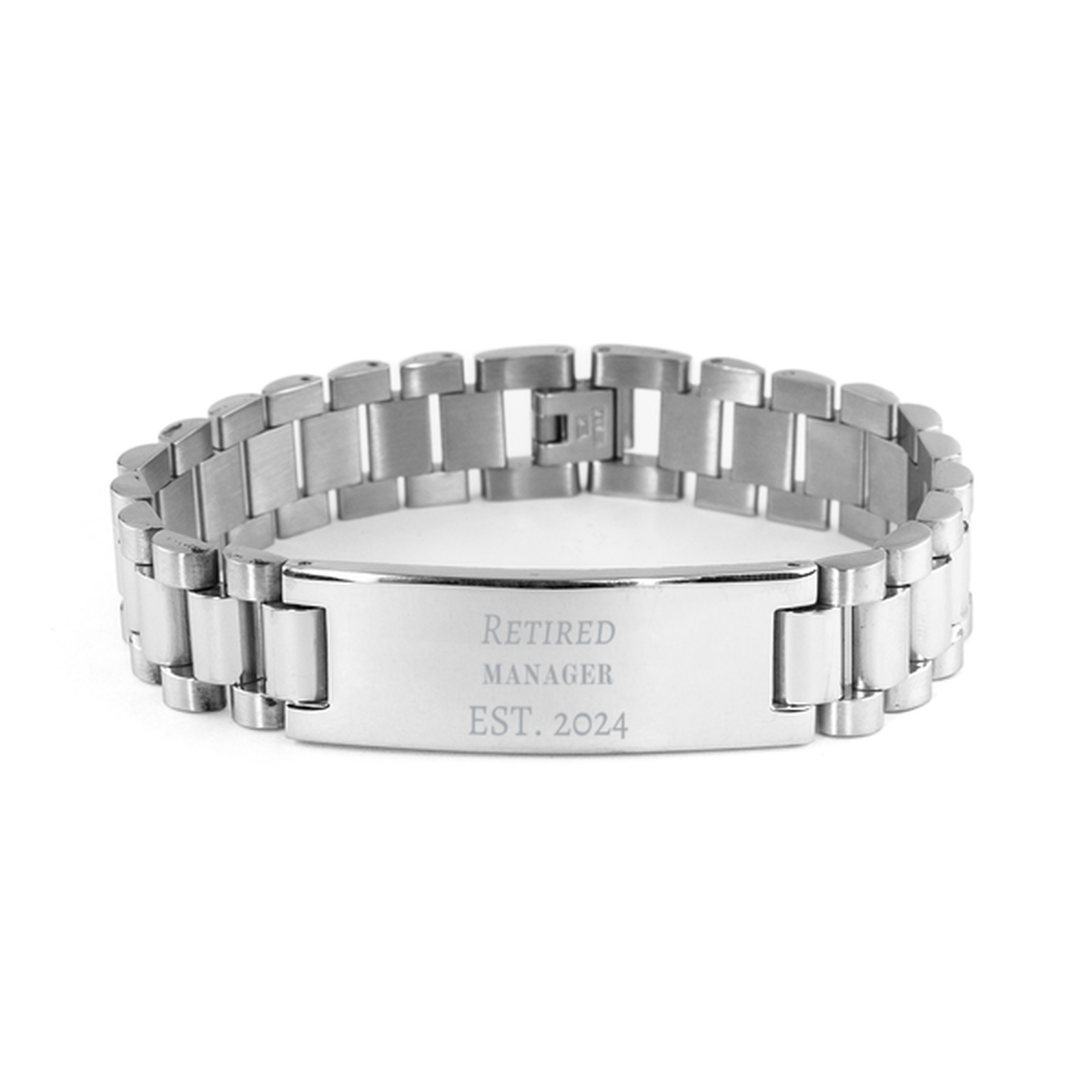 manager stainless steel bracelet retired est 2024 engraved gift for retirement celebration confidence and inspiration