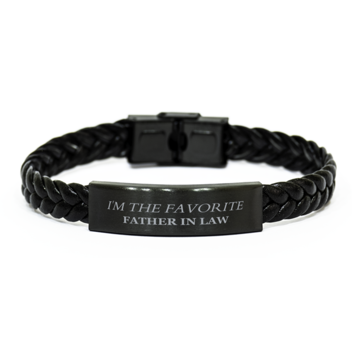 father in law braided leather bracelet im the favorite engraved gift for christmas birthday holidays veterans day