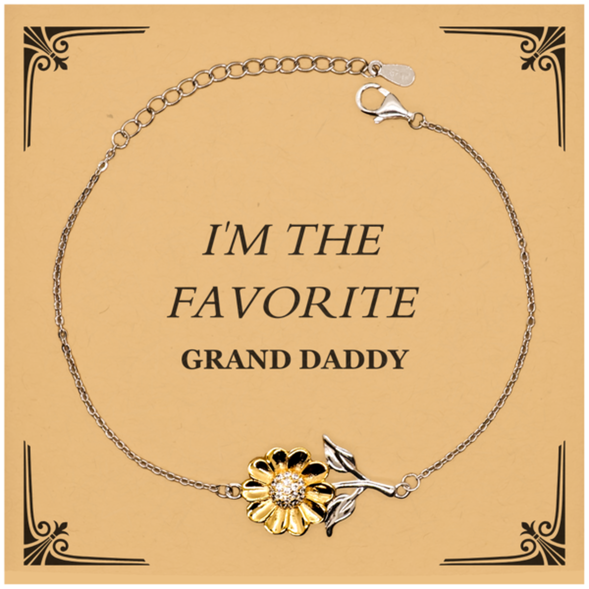 grand daddy bracelet im the favorite engraved gift for veterans day birthday and holidays unique sunflower bracelet to express love and appreciation