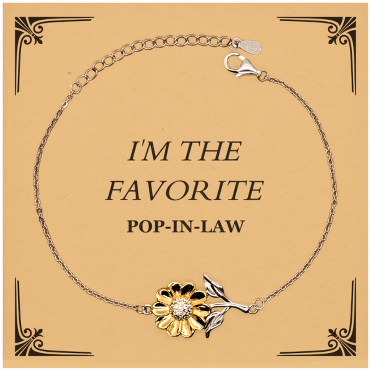 pop in law sunflower bracelet unique gift for mom anniversary and mothers day im the favorite pop in law engraved love and gratitude