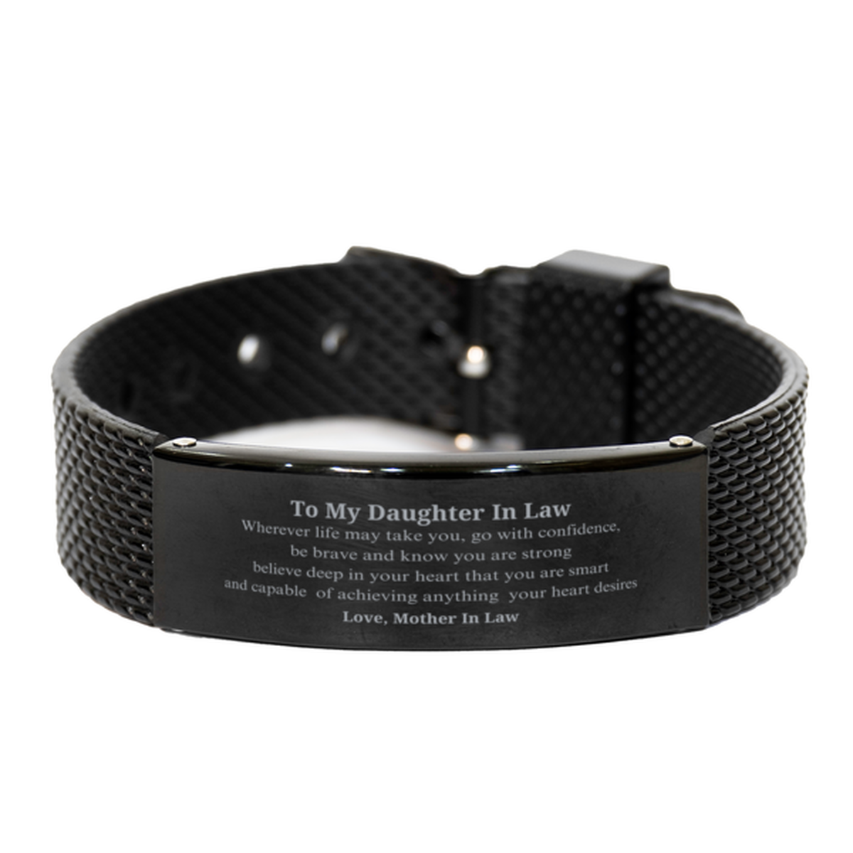 black shark mesh bracelet for daughter in law engraved inspirational message for birthday gift show your confidence and strength with this unique bracelet