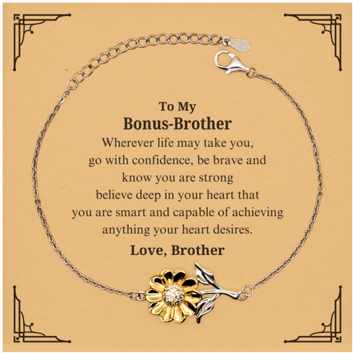 sunflower bracelet bonus brother engraved bracelet for him inspirational gift for birthday and graduation