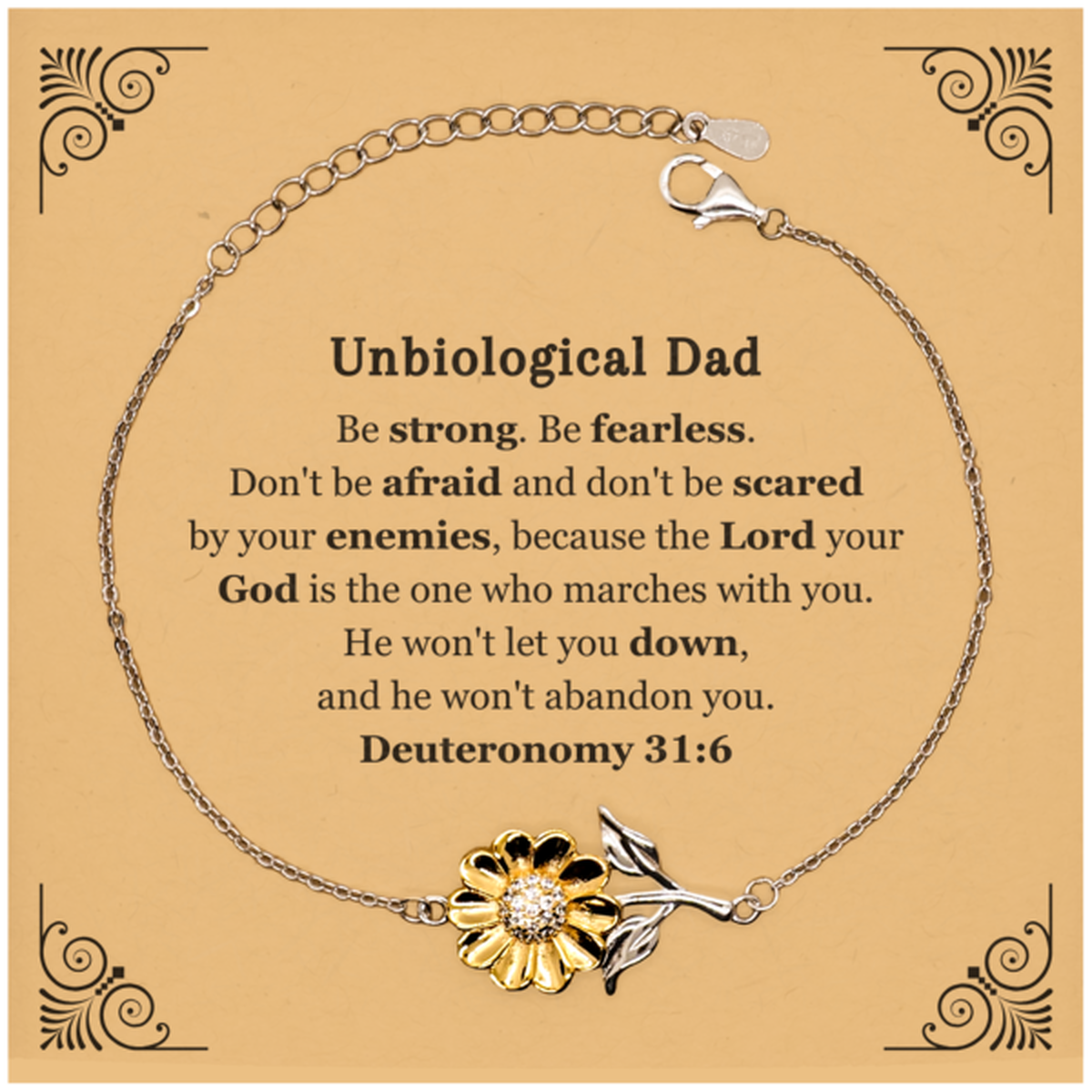 unbiological dad sunflower bracelet be strong and fearless insprational gift for fathers day birthday present