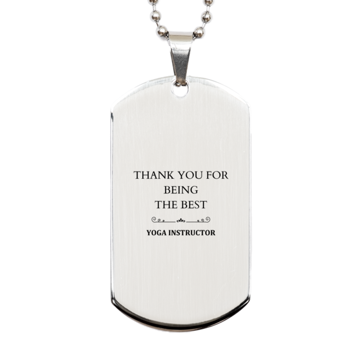 yoga instructor engraved silver dog tag for the best inspirational gift idea appreciation gratitude thanks