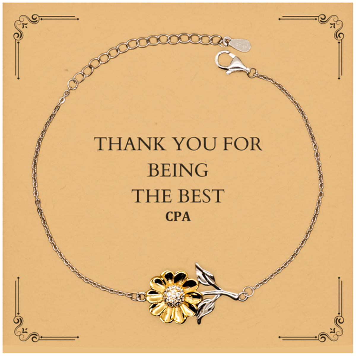 cpa sunflower bracelet thank you for being the best accountant confidence boosting gift for tax season unique appreciation jewelry for financial professionals