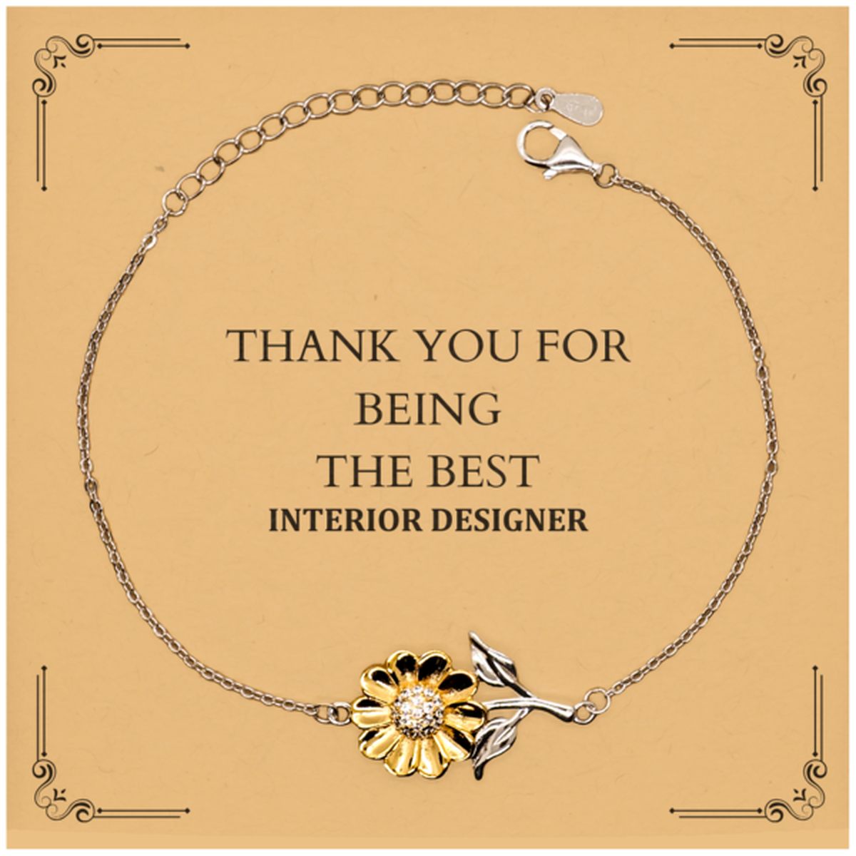 interior designer sunflower bracelet thank you gift for home decor enthusiasts unique engraved jewelry for birthday christmas and graduation