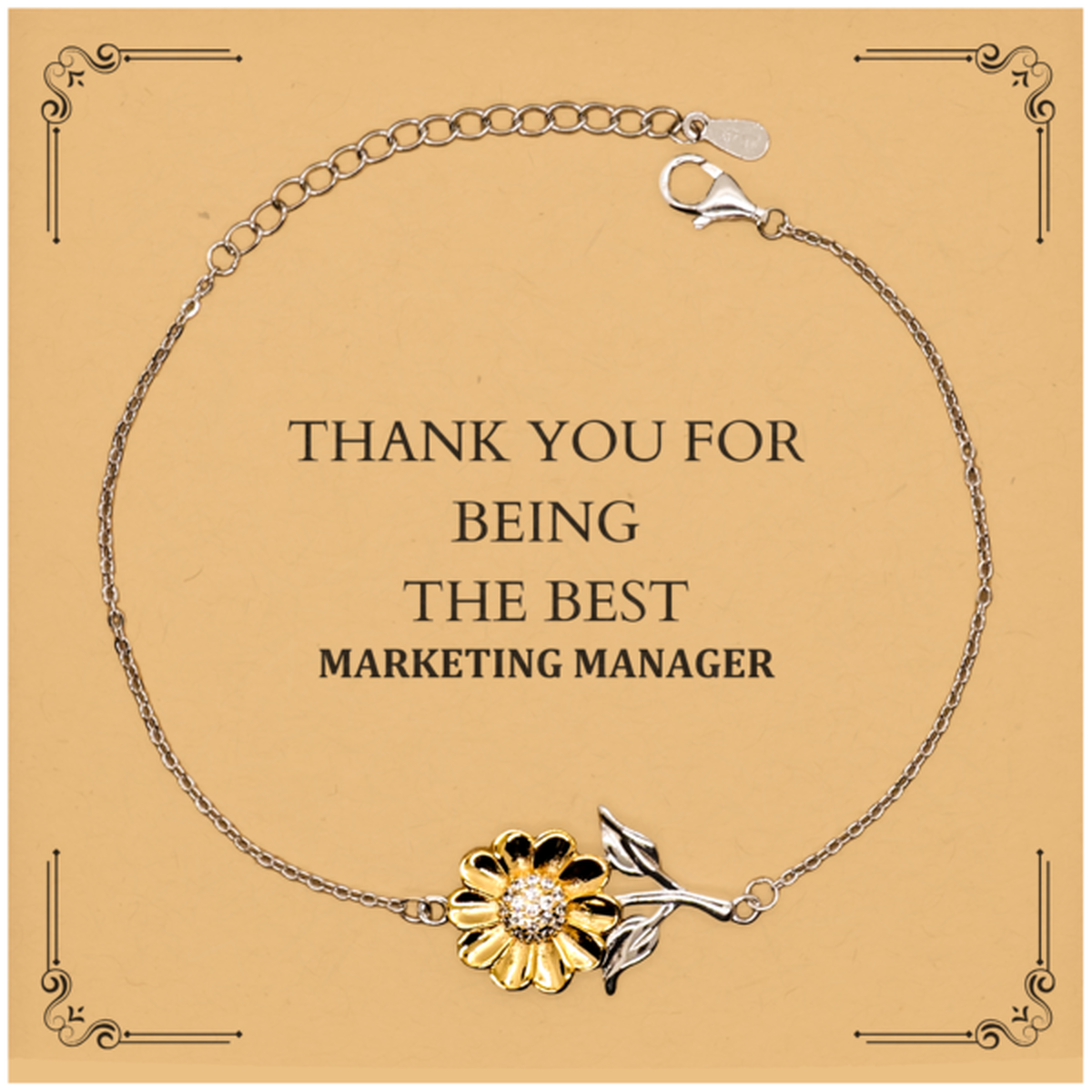 marketing manager thank you sunflower bracelet perfect gift for her birthday anniversary and graduation