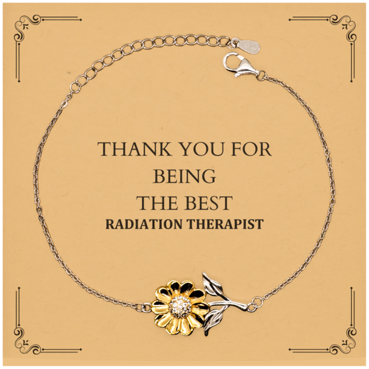 radiation therapist sunflower bracelet thank you for being the best inspirational gift for graduation birthday christmas appreciation jewelry for medical professional