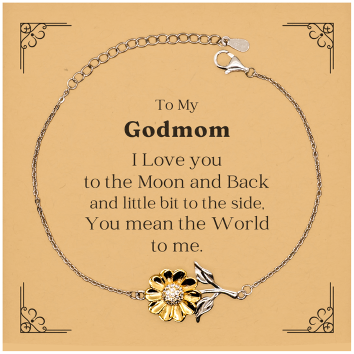 godmom sunflower bracelet engraved gift for birthday christmas holidays i love you to the moon and back
