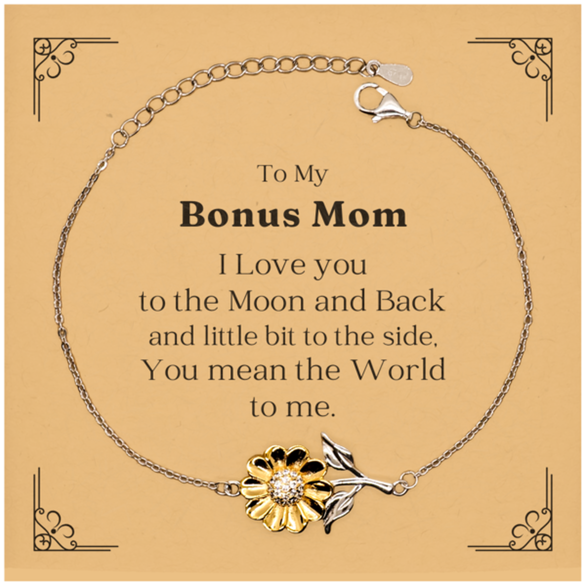 sunflower bracelet bonus mom i love you engraved inspirational gift for mothers day christmas birthday and graduation