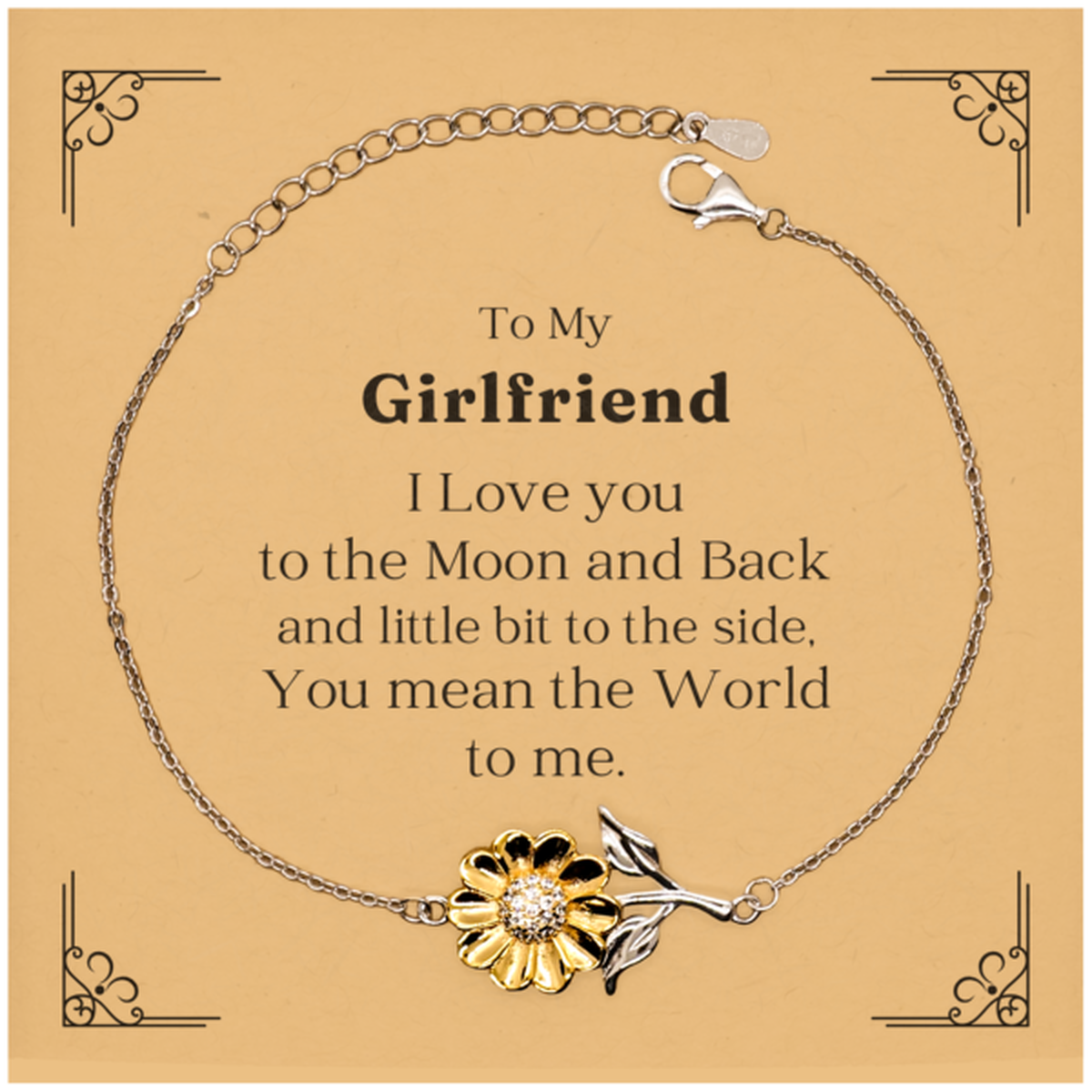 to my girlfriend i love you to the moon and back sunflower bracelet for birthday gift unique jewelry for christmas graduation and holidays meaningful gift for her