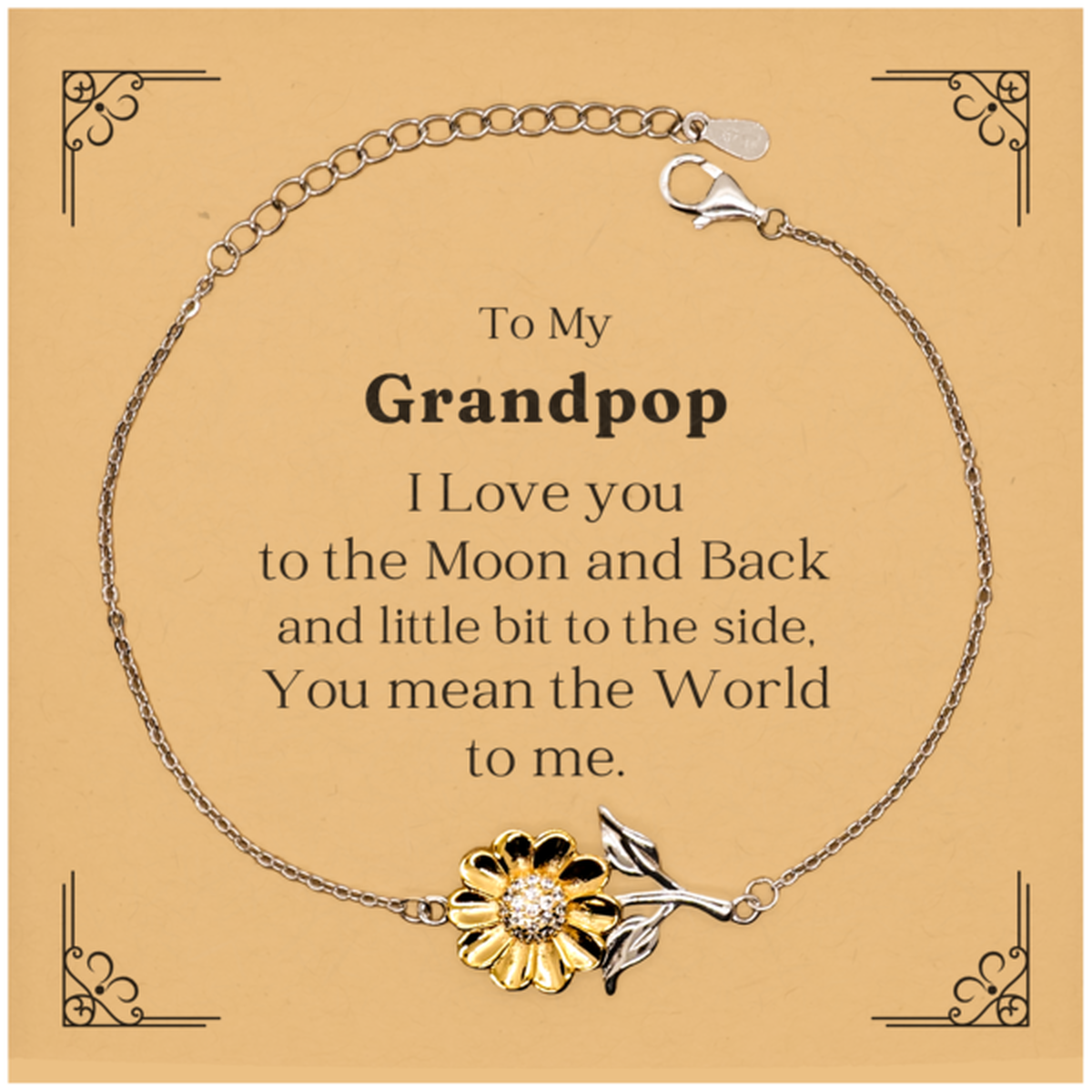 engraved sunflower bracelet grandpop i love you to the moon and back perfect gift for grandpop on birthday christmas and easter inspirational bracelet for grandpops confidence and hope