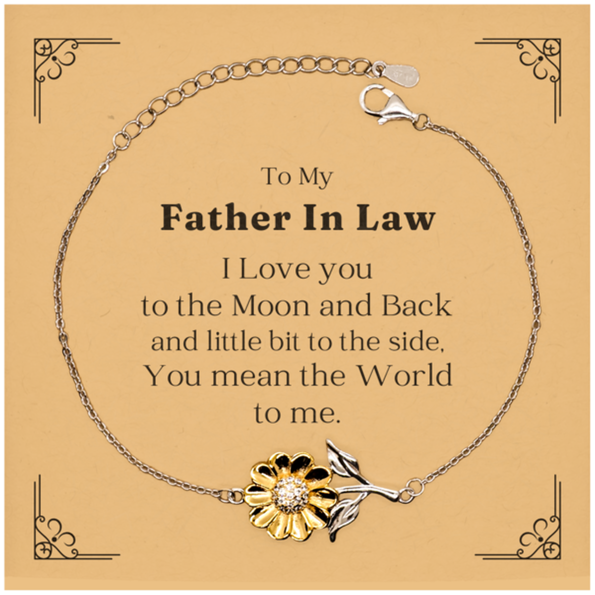 father in law sunflower bracelet engraved i love you to the moon and back unique gift for christmas birthday holidays