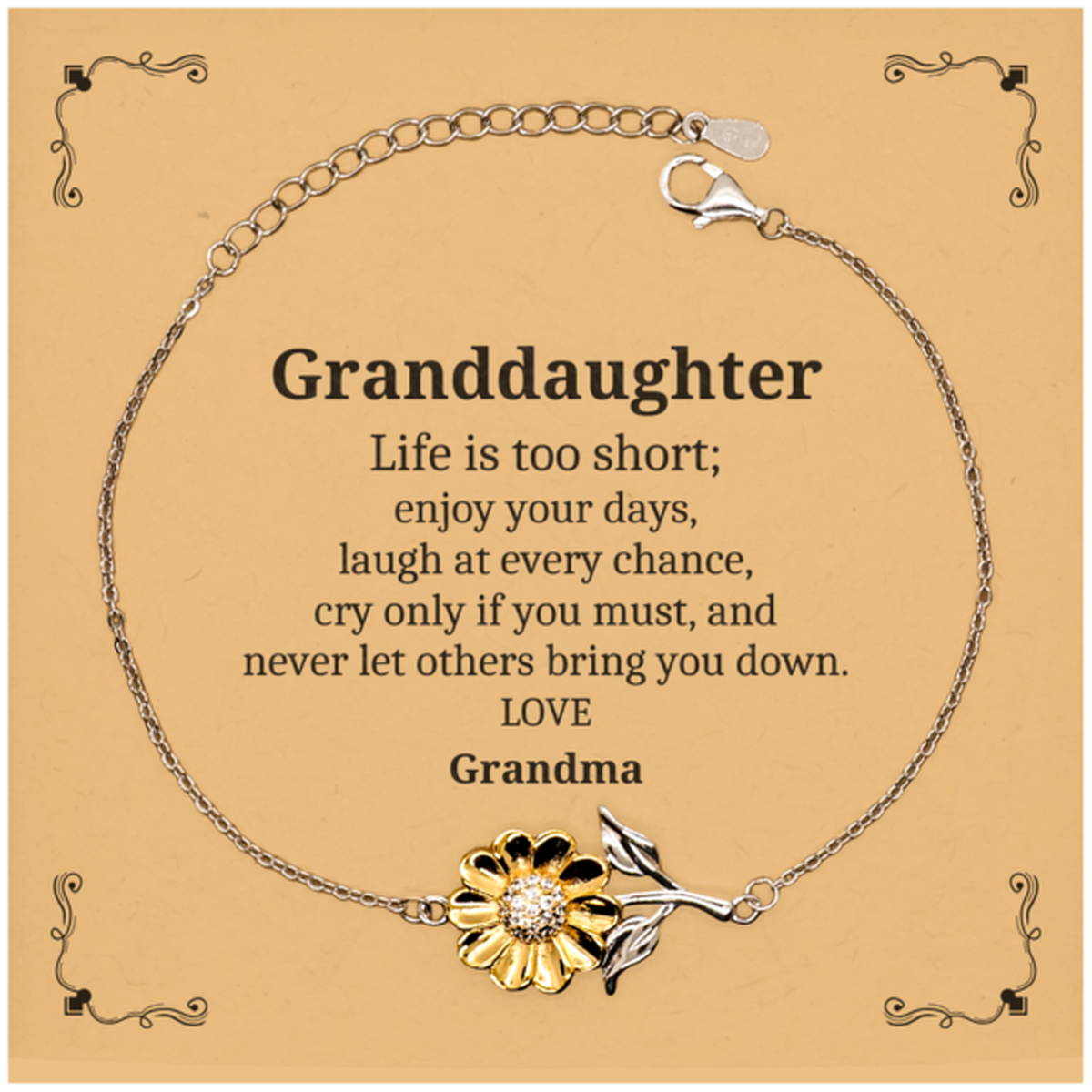 sunflower bracelet granddaughter life enjoy laugh love engraved confidence gift for birthday christmas graduation