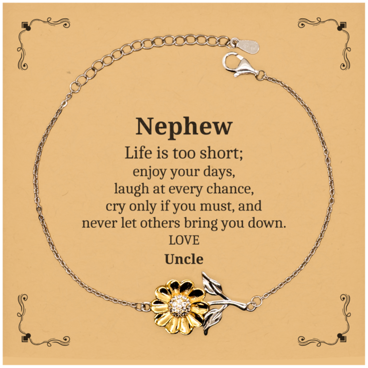 sunflower bracelet nephew gift enjoy every day inspirational jewelry for birthday christmas graduation